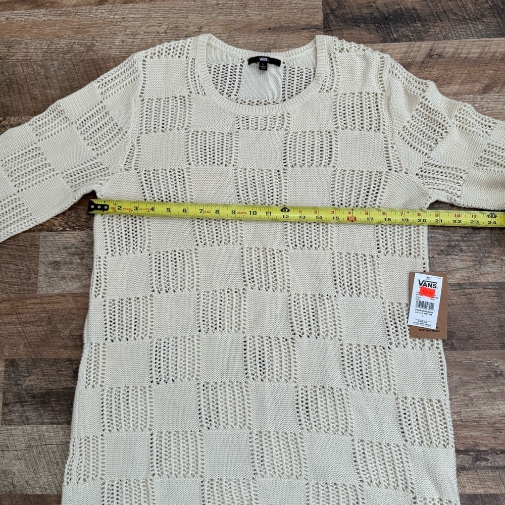 Vans Cream Knit Lily Sweater Check Sweater Dress Large NWT - Picture 6 of 7